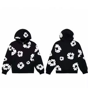 Men's Black and White Patterned V-Neck Sweater